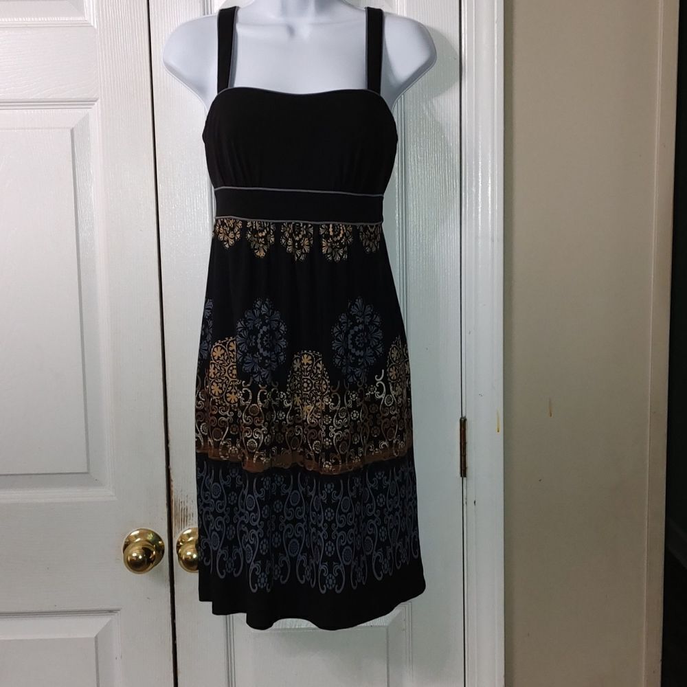 Intermission black printed fall dress  Sz 8